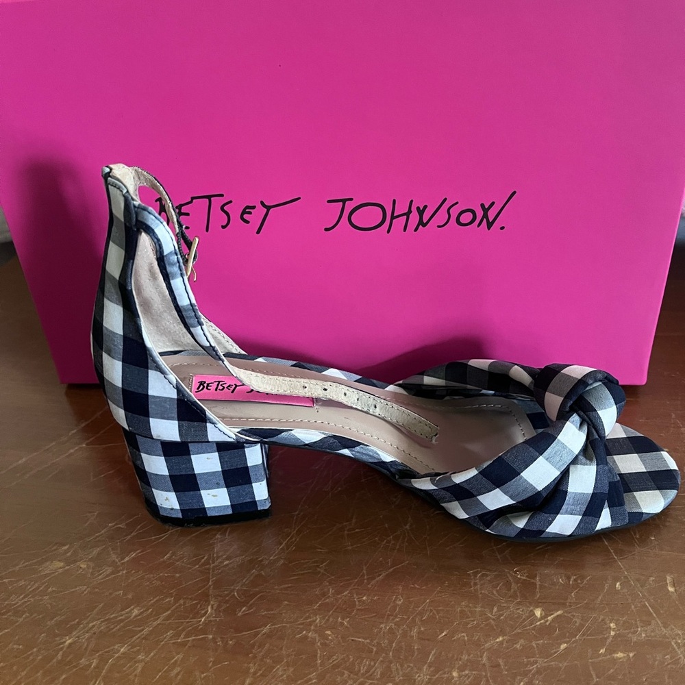 Betsey Johnson Women's Black and White Checkered Heels